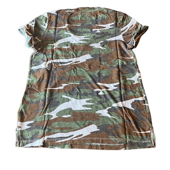 Anthropologie T.LA Women's Camouflage Print V-neck Short Sleeve T-Shirt Green An - Picture 3 of 9